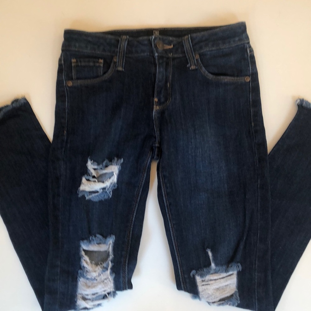 JUST BLACK Dark Distressed Denim Jeans Size 25